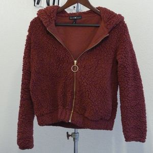 Fluffy jacket with hoodie